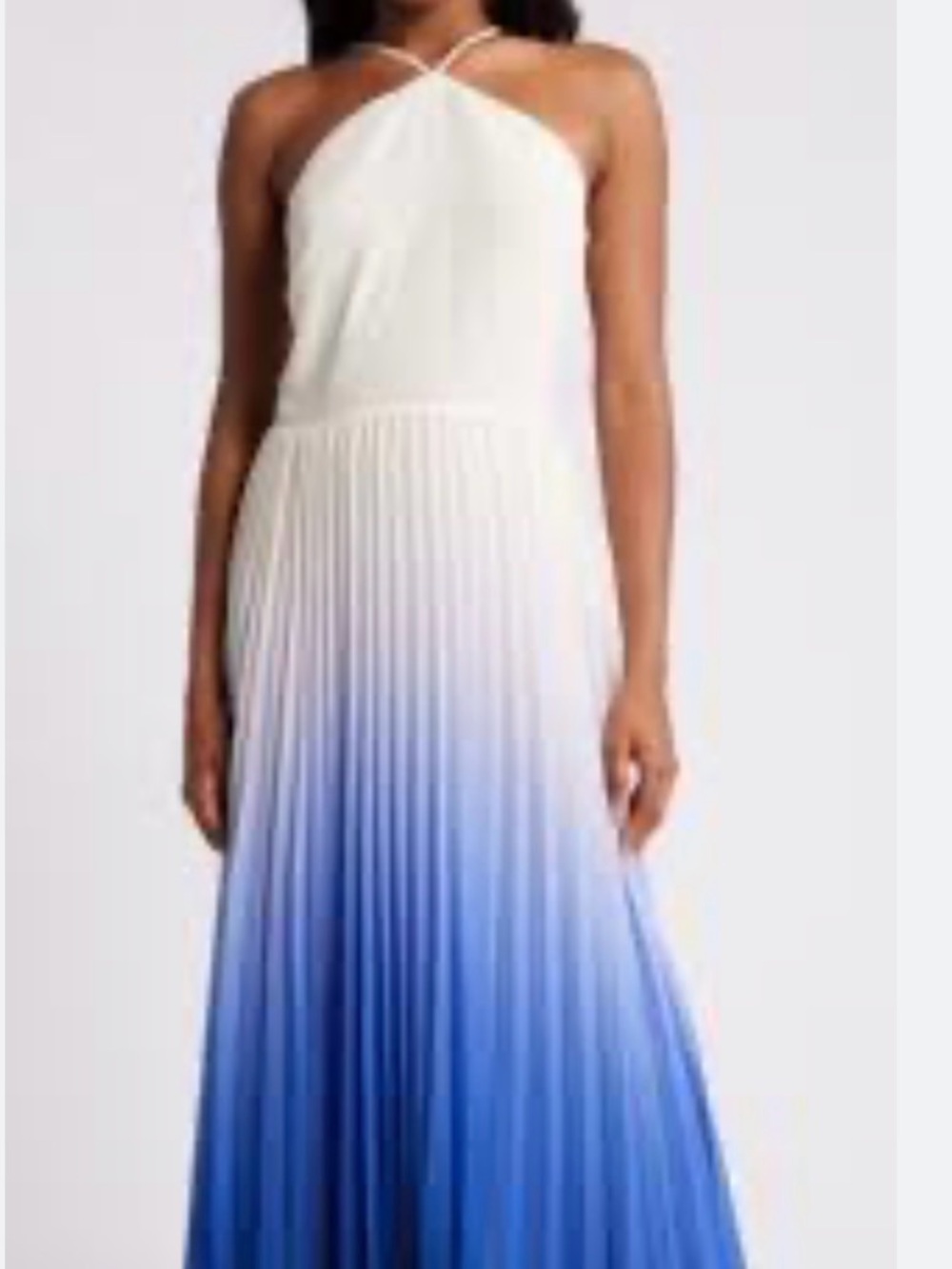 Nordstrom Blue and White Ombre Pleated Maxi Dress